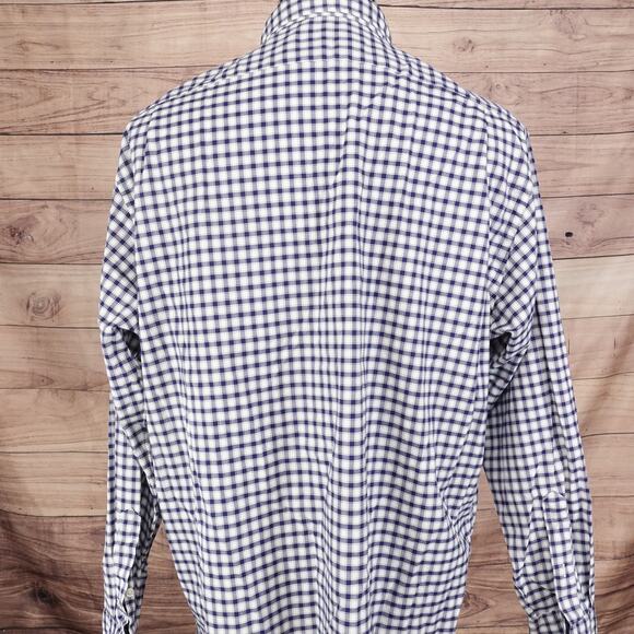 DANIEL CREMIEUX COLLECTION BLUE CHECK BUTTON DOWN SHIRT MENS SIZE XL - Picture 4 of 7